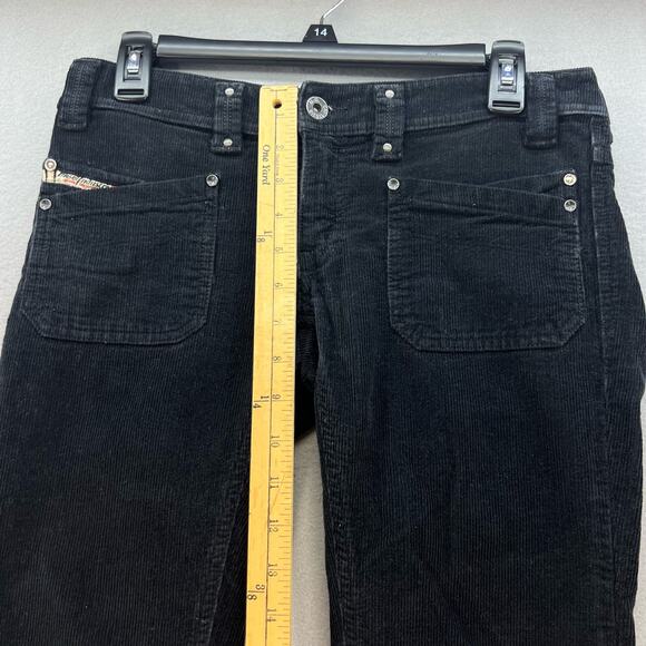 VTG Diesel Pants Women's Size 4/27 Black Corduroy Y2K Straight Preppy - Picture 4 of 15